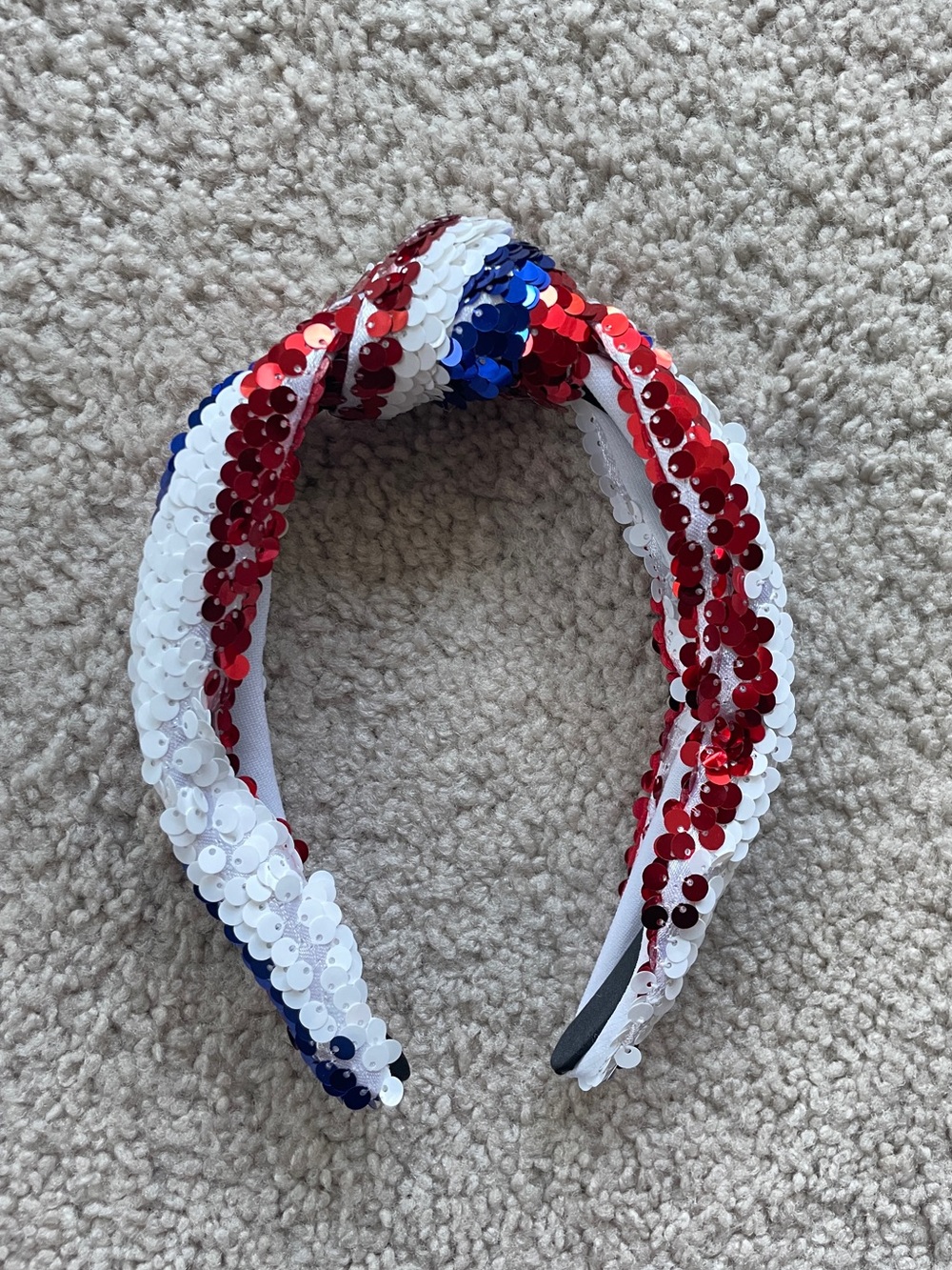 Sequin Knotted Headband in Red White & Blue - Patriotic USA Fourth of July - Picture 6 of 11